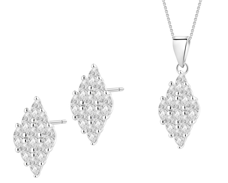 Srebrne kolczyki i zawieszka z cyrkoniami - komplet