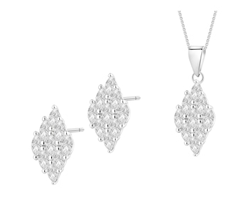 Srebrne kolczyki i zawieszka z cyrkoniami - komplet