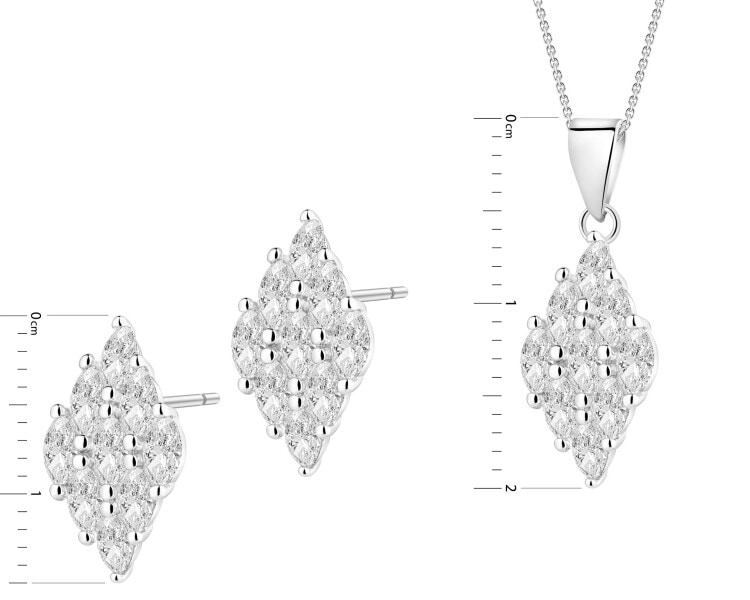 Rhodium Plated Silver Set with Cubic Zirconia
