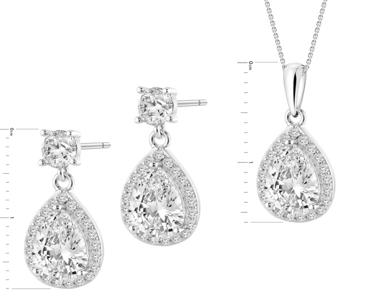 Rhodium Plated Silver Set with Cubic Zirconia