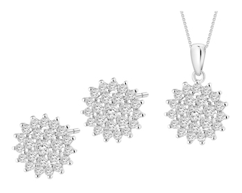 Srebrne kolczyki i zawieszka z cyrkoniami - komplet