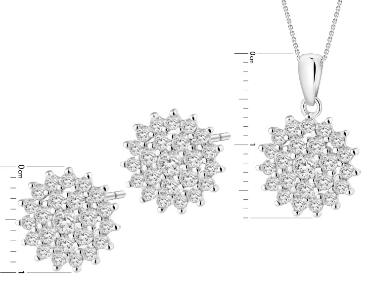 Rhodium Plated Silver Set with Cubic Zirconia