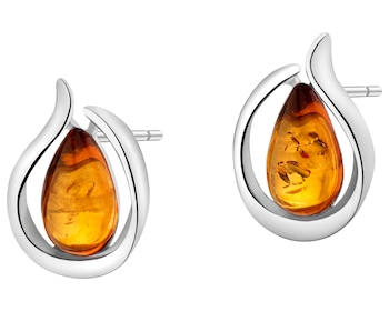 Kolczyki srebrne z bursztynem
