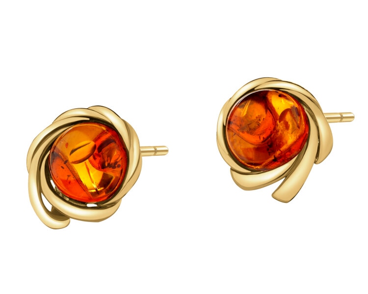 Kolczyki srebrne z bursztynem