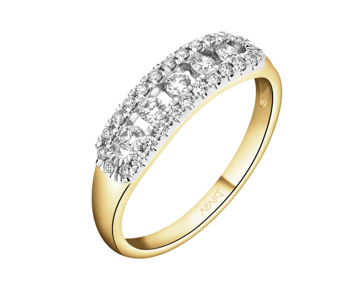 Pierścionek z żółtego złota z brylantami - 0,35 ct - próba 585