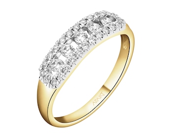 Pierścionek z żółtego złota z brylantami - 0,35 ct - próba 585