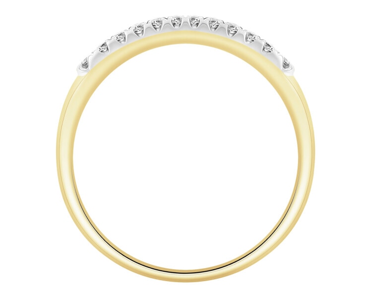 Pierścionek z żółtego złota z brylantami - 0,35 ct - próba 585