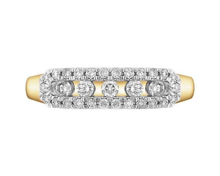 Pierścionek z żółtego złota z brylantami - 0,35 ct - próba 585