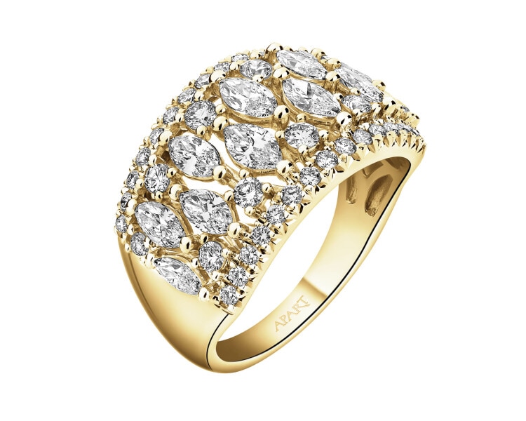 Pierścionek z żółtego złota z diamentami - 1,75 ct - próba 585