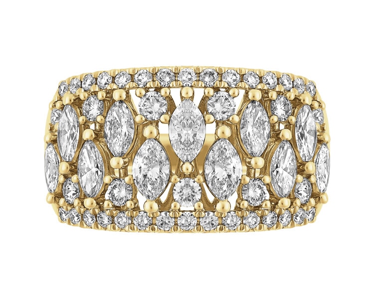 Pierścionek z żółtego złota z diamentami - 1,75 ct - próba 585