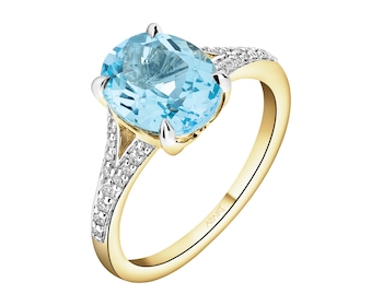 Zlatý prsten s brilianty a topazem - ryzost 585