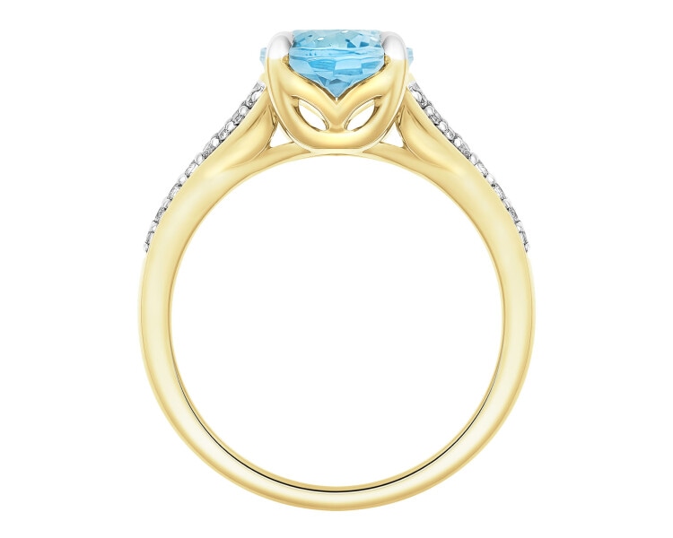 Zlatý prsten s brilianty a topazem - ryzost 585