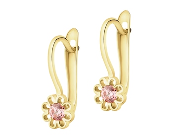 Złote kolczyki z cyrkoniami - kwiaty