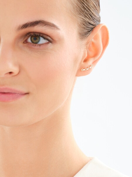 Złota nausznica z cyrkoniami - lewa - gwiazdy