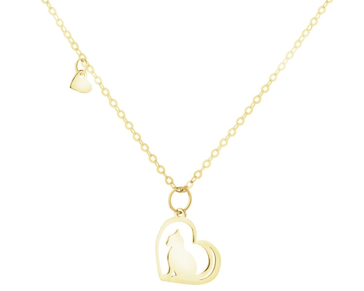 Złoty naszyjnik - serca, kot