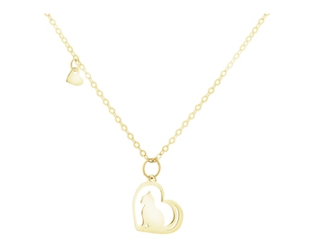 Złoty naszyjnik - serca, kot