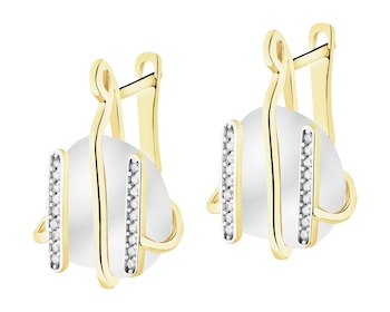 Złote kolczyki z perłami i cyrkoniami