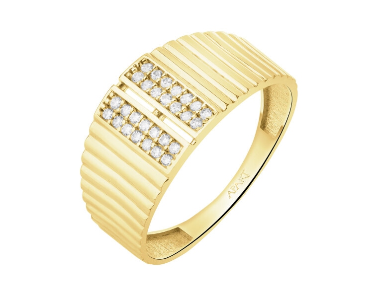 Złoty pierścionek z cyrkoniami