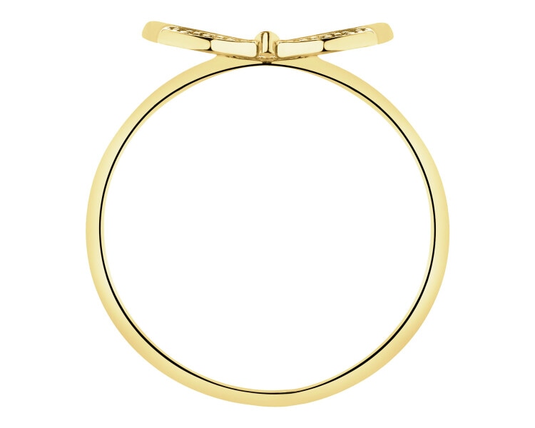 Złoty pierścionek z cyrkoniami - motyl