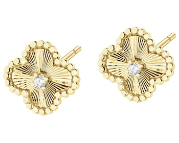 Złote kolczyki z cyrkoniami - kwiaty