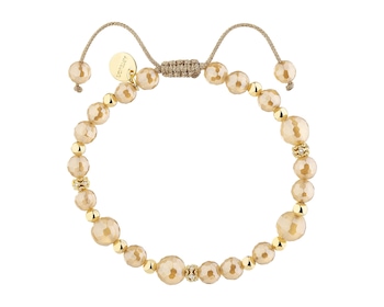 Bransoletka z mosiądzu pozłacana z agatami i cyrkoniami