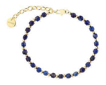 Bransoletka z mosiądzu pozłacana z lapisem lazuli