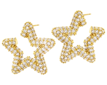 Kolczyki z mosiądzu pozłacane z cyrkoniami - gwiazda