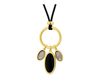 Naszyjnik z mosiądzu pozłacany z agatami