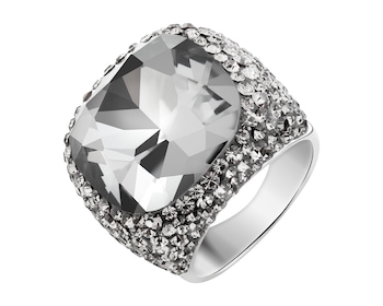 Pierścionek ze stali szlachetnej z kryształami