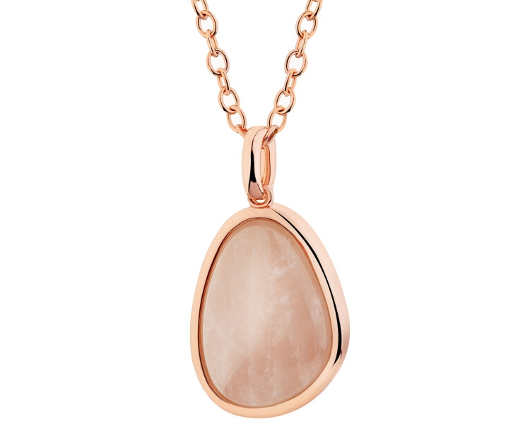 Naszyjnik z mosiądzu pozłacany z kwarcem