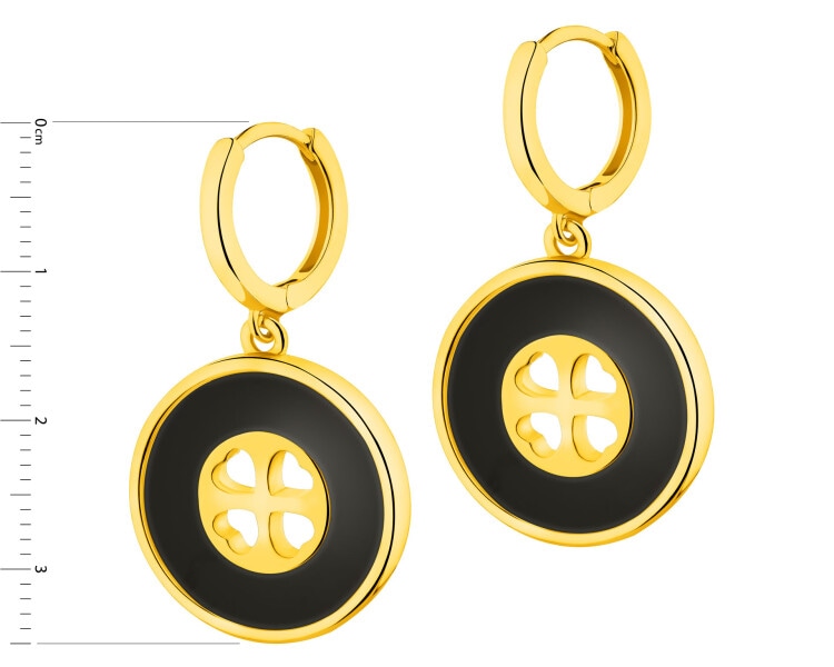 Gold-Plated Brass, Gold-Plated Silver Dangling Earring with Agate