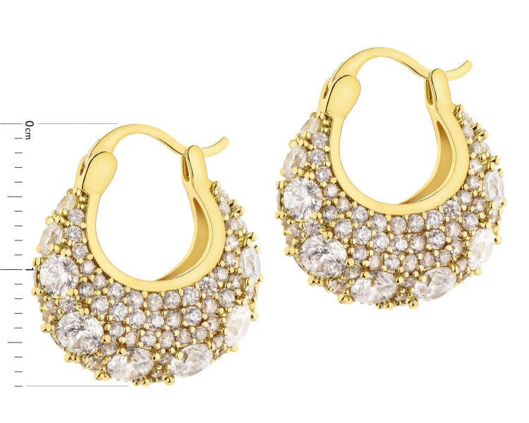 Gold-Plated Brass Dangling Earring with Cubic Zirconia