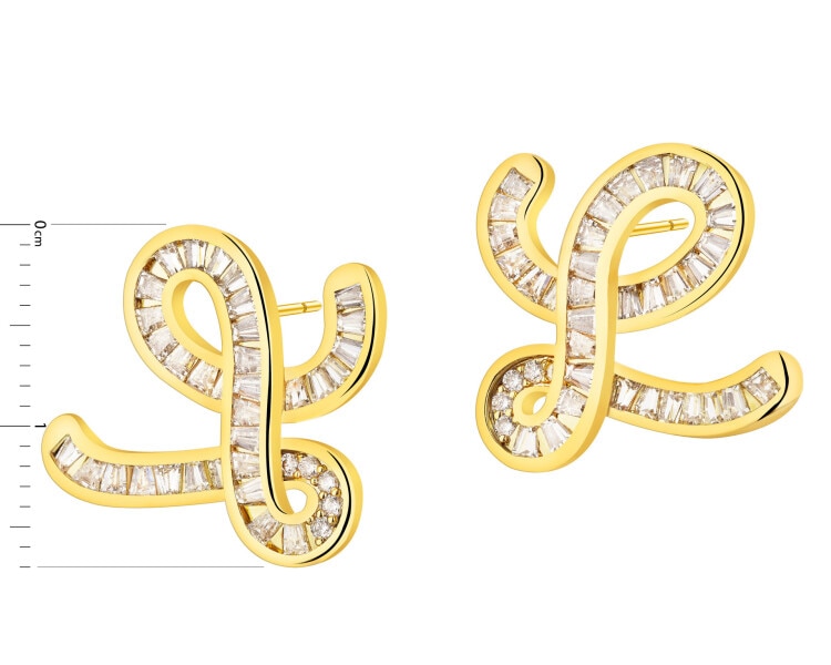 Gold-Plated Brass, Gold-Plated Silver Earrings with Cubic Zirconia