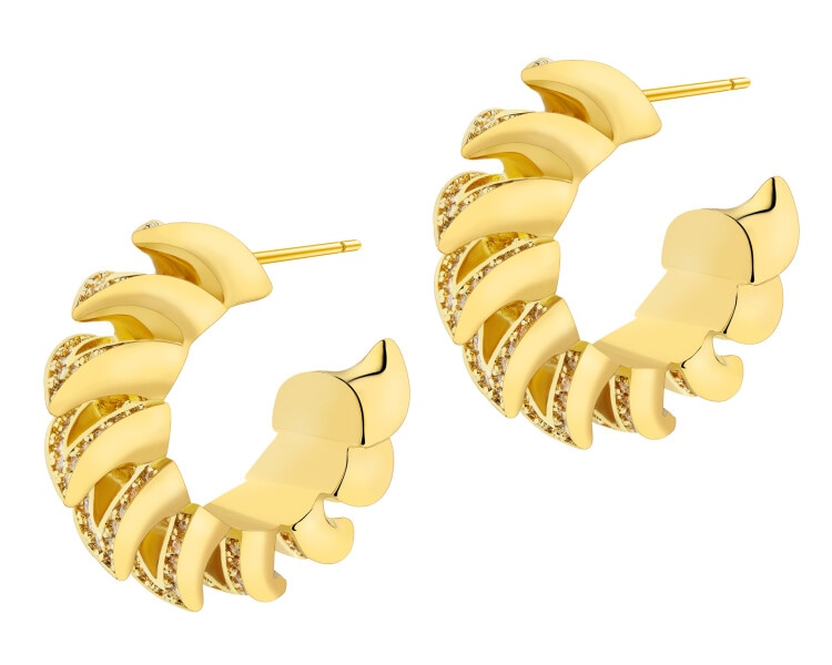 Kolczyki z mosiądzu pozłacane z cyrkoniami