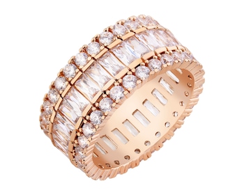 Pierścionek z mosiądzu pozłacany z cyrkoniami