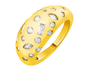 Pierścionek z mosiądzu pozłacany z cyrkoniami