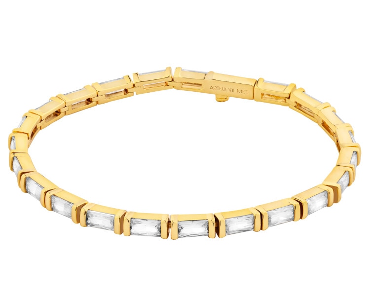 Bransoletka z mosiądzu pozłacana z cyrkoniami