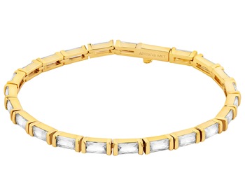 Bransoletka z mosiądzu pozłacana z cyrkoniami