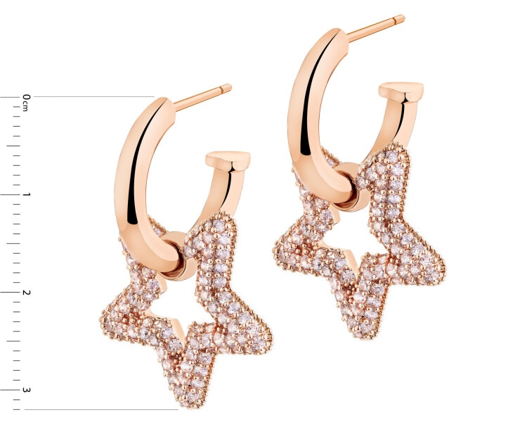Gold-Plated Brass, Gold-Plated Silver Dangling Earring with Cubic Zirconia