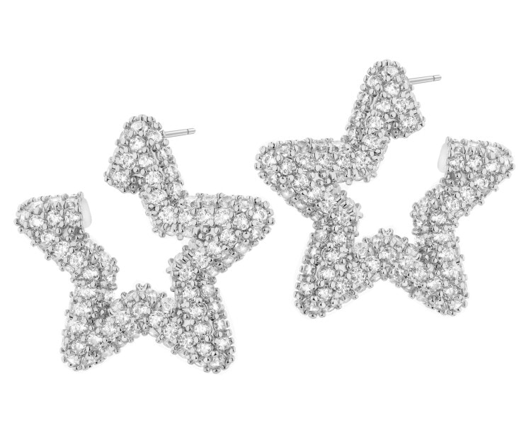 Kolczyki z mosiądzu rodowane z cyrkoniami - gwiazda