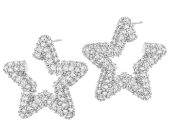 Kolczyki z mosiądzu rodowane z cyrkoniami - gwiazda