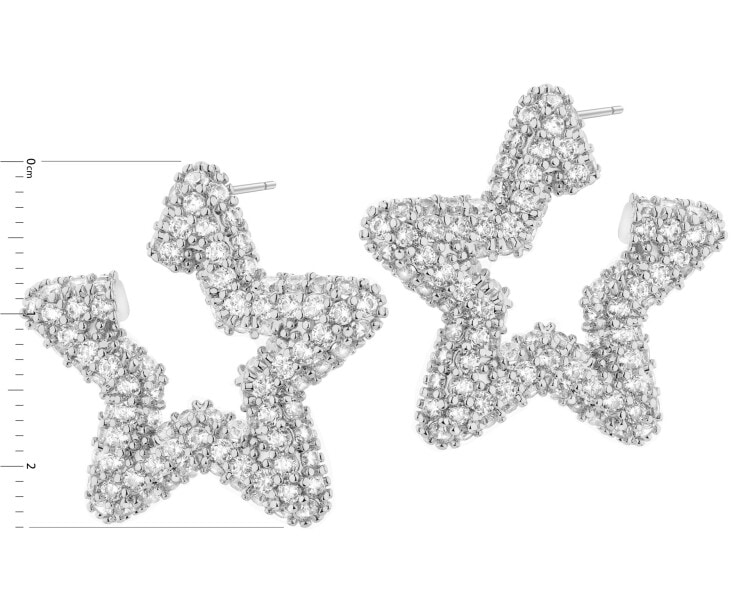 Gold-Plated Brass, Gold-Plated Silver Earrings with Cubic Zirconia