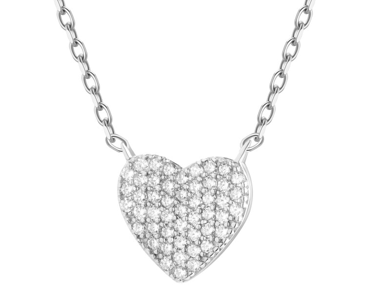 Naszyjnik srebrny z cyrkoniami - serca