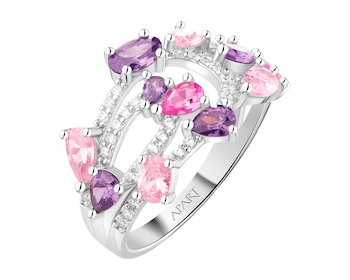 Pierścionek srebrny z cyrkoniami