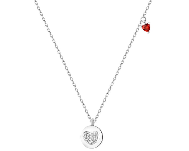 Naszyjnik srebrny z cyrkoniami - serca