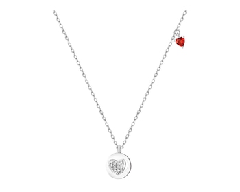 Naszyjnik srebrny z cyrkoniami - serca
