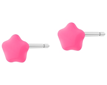 Kolczyki srebrne z emalią - gwiazdy