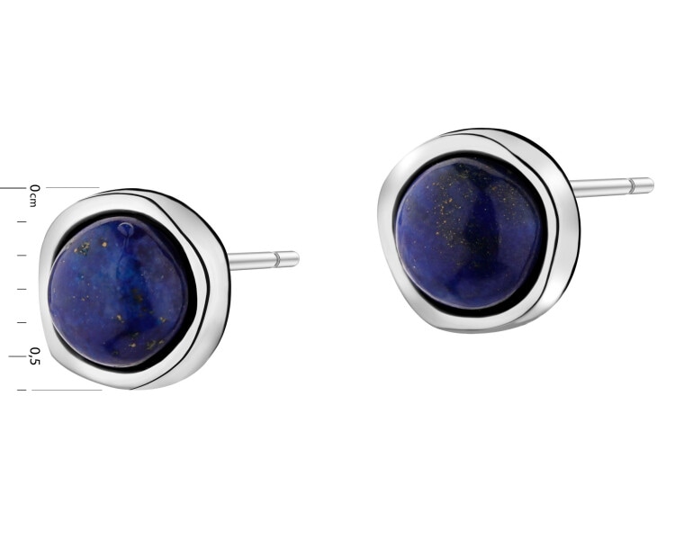 Rhodium Plated Silver Earrings with Lapis Lazuli