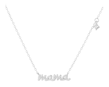 Naszyjnik srebrny z cyrkoniami - mama