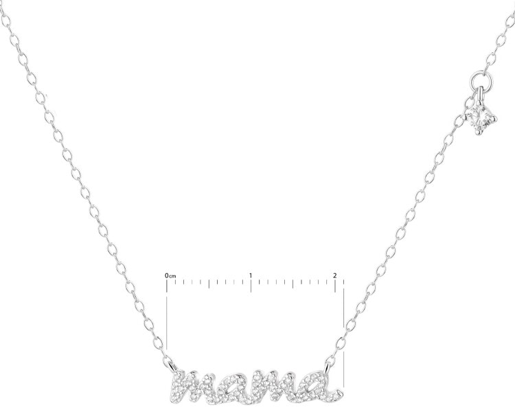 Rhodium Plated Silver Necklace with Cubic Zirconia
